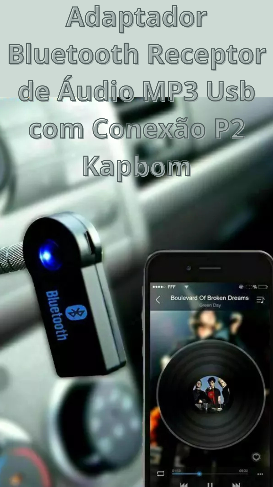ADAPTADOR BLUETOOTH RECEPTOR DE ÁUDIO MP3 USB KAPBOM -Rs eletronicos sorocaba